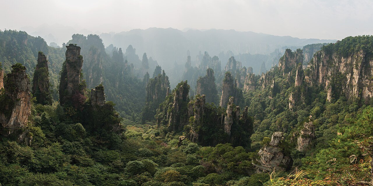 Panoramic view from Mount Tianzi Shan, Wulingyuan Zhangjiajie hunan China tujia miao 2012