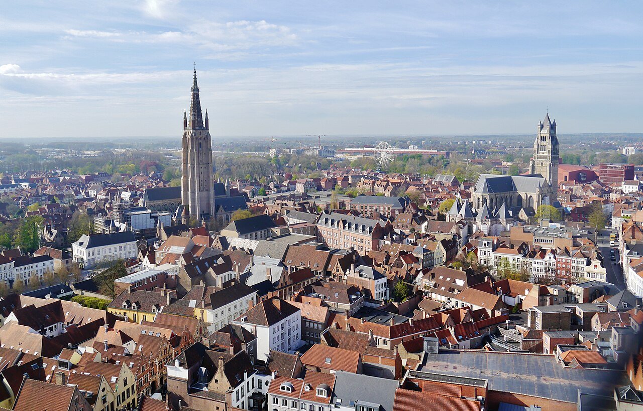 View from the Belfry to Bruges, Bruges, Province of West Flanders, Flanders, Belgium